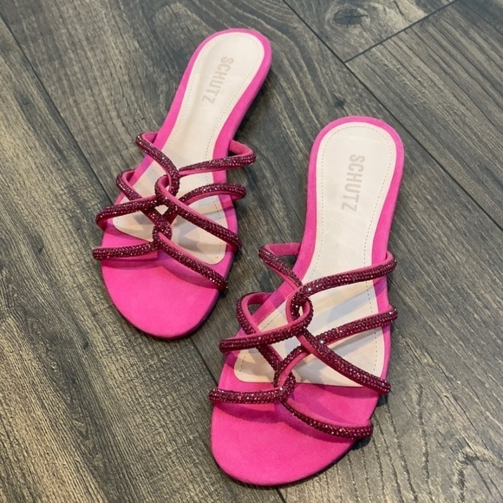 SCHUTZ | Uzia Crystal Embellished Slide Sa…